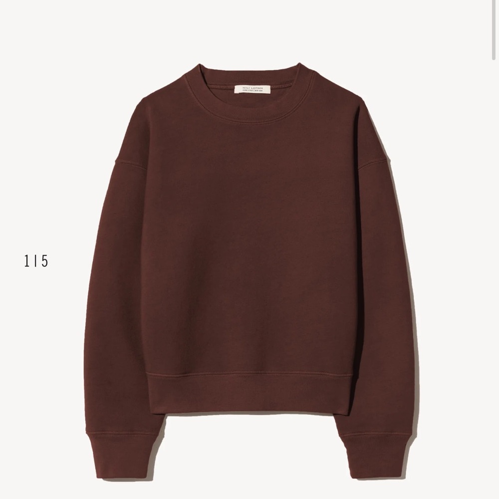 Nili Lotan Gortana Mocha Crewneck Sweatshirt, Size S